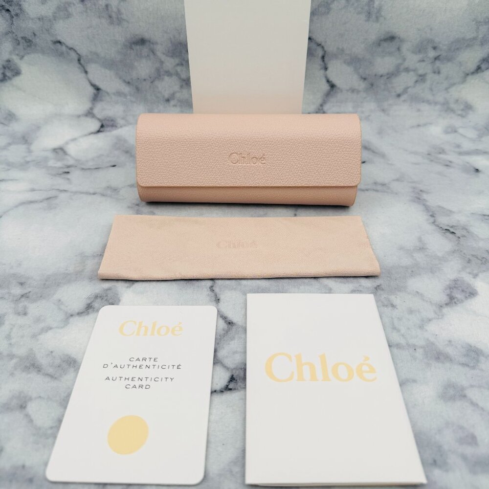 Chloe Sunglasses Case Set,Blush Hard Suede Faux Leather,Boxed,Cloth,Auth Card